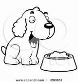 Cartoon Cute Food Dog Bowl Puppy Spaniel Clipart Royalty Vector Coloring Thoman Cory Template Tongue Mouth Pages Clipartof sketch template