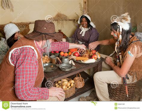 Thanksgiving Pilgrims Eating Stock Image Image 26681381