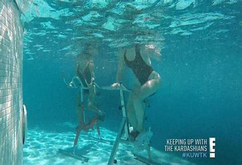 Pop Minute Khloe Kardashian Swimsuit Pool Workout Photos