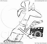 Take Presenting Man Toonaday Royalty Clapper Outline Illustration Rf Clip Clipart sketch template