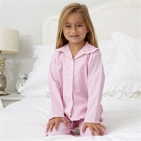 personalised girls candy stripe pyjamas  mini lunn girls nightwear pyjamas girls pajamas