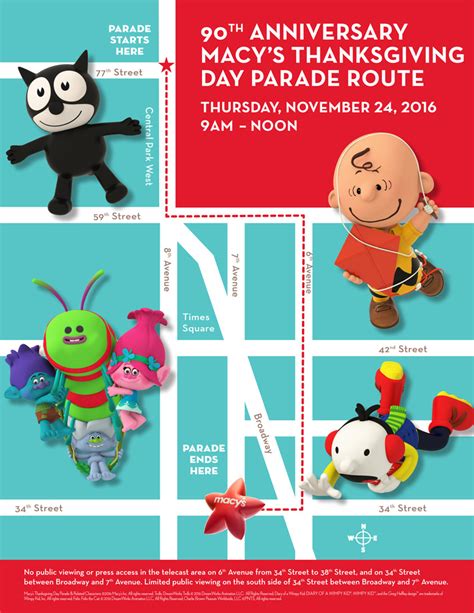2016 Macy S Thanksgiving Day Parade Lineup And Route Map