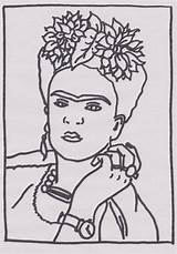 Frida Kahlo Coloring Pages Portrait Colouring Self Embroidery Monkey Paintings Searches Recent sketch template