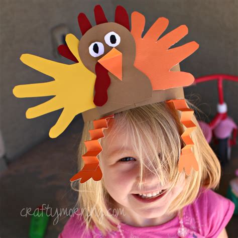 handprint turkey hat   thanksgiving craft crafty morning