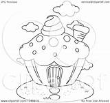 Outline Cupcake Coloring House Royalty Illustration Clip Bnp Studio Rf Clipart 2021 sketch template