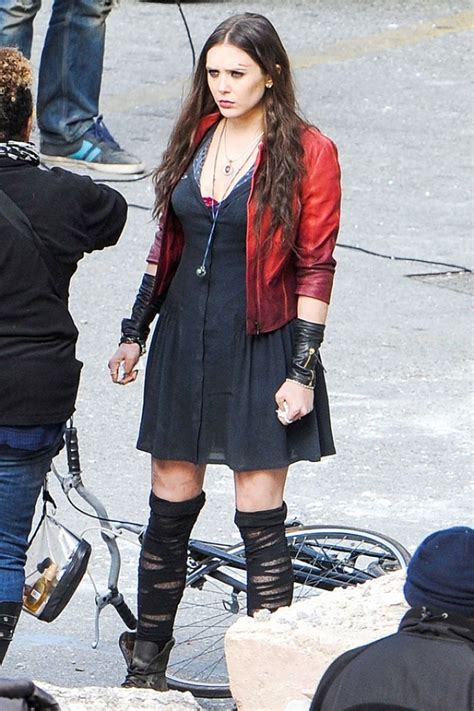 Elizabeth Olsen At Avengers 2 Age Of Ultron Set In Italy