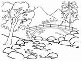 Coloring Pages Landscapes Printable Painting Nature Kids Drawing Landscaping Adult Fun sketch template