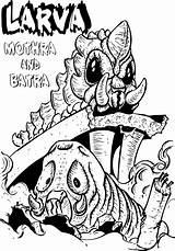 Mothra Coloring Pages Batra Larva Template sketch template