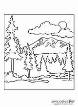 Forest Coloring Pages Mountain Scene Color Printable Adult Kids Landscape Book Print Printcolorfun Sheets Nature Printables Drawing Sky Trees Fun sketch template