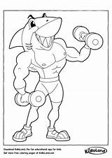 Coloring Gym Pages Shark Kids Kidloland Worksheets Popular sketch template