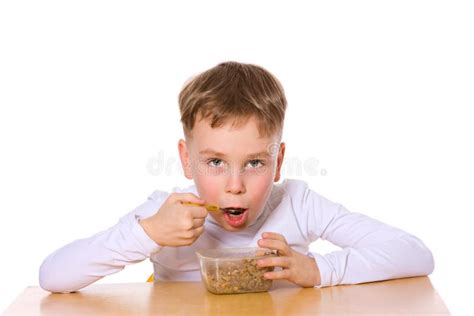 boy eating stock photo image  food real blond child