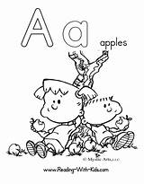 Kindergarten Alphabets Apple Printable Coloringhome sketch template