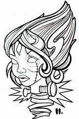 Tattoo Zombie Flash Mermaid Drawings Frankenstein Tattoos Monster School Bride Horror Drawing Cliparts Vintage Face Victorian Style Traditional Body Symbol sketch template
