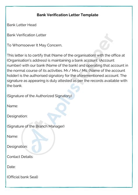 bank verification letter   write bank verification letter