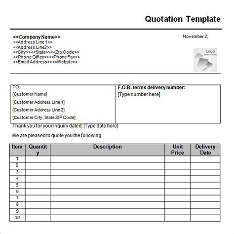 quotation templates  google docs ms word pages