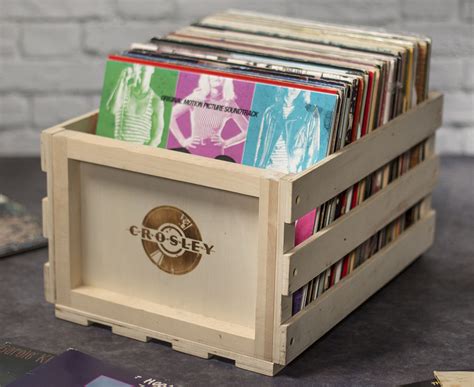 crosley wood vinyl record lp storage crate catchconz