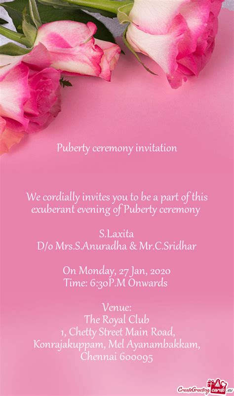puberty ceremony invitation  cards