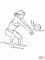 Volleyball Coloring Pages Playing Beach Printable Print Kids Color sketch template