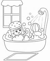 Bath Coloring Taking Kids Useful Book Illustration sketch template