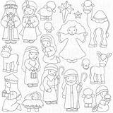 Nativity Clip Coloring Set Christmas Pages Digital Jesus Personal Baby Commercial Mary Angel Star Etsy Paper Choose Board sketch template