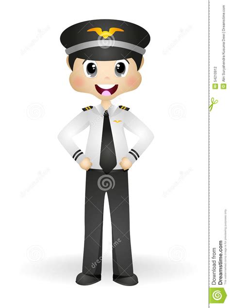 pilot with his uniform stock vector illustration of