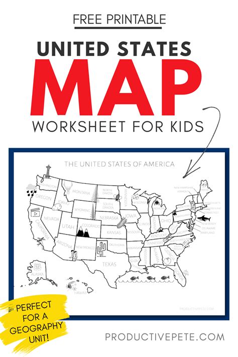 printable united states map  kids productive pete
