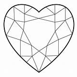 Heart Diamond Coloring Shaped Drawing Diamonds Pages Shapes Tattoo Crystal Clipart Shape Cuts Gem Geometric Illustration Unique Kleurplaten Clip Five sketch template