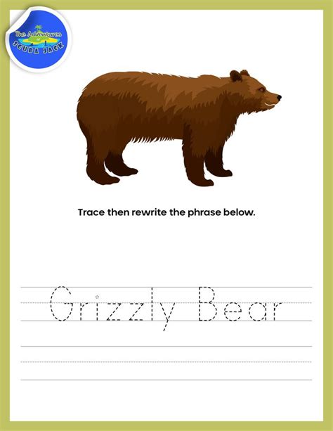 grizzly bear tracing early learning field trip grizzly bear