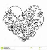 Gears Coloring Pages Steampunk Heart Gear Adult Tattoo Drawing Drawings 1300 01kb Colouring Books Choose Board sketch template