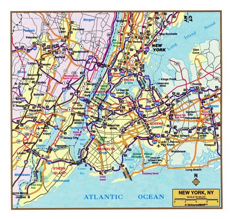 large detailed roads  highways map   york city  surrounding