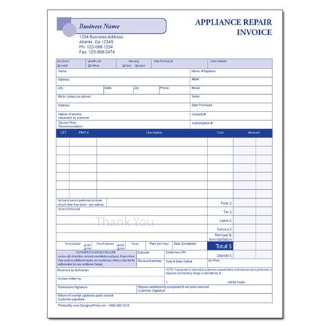 Appliance Repair Form Designsnprint