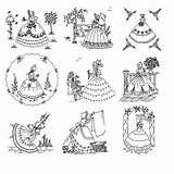 Embroidery Patterns Ladies Vintage Crinoline Quilt Hand Transfers Ribbon Choose Board Designs sketch template
