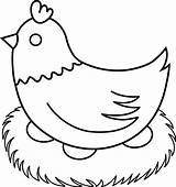 Hen Clipart Chicken Clip Nest Line Cliparts Outline Farm Cute Coloring Chick Animal Head Animals Sweetclipart Drawing Library Pages Transparent sketch template