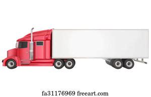 art print  red semi truck  wheeler big rig hauler red semi