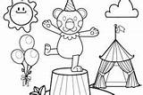 Circus Bear Coloring Pages Standing Feet Two sketch template