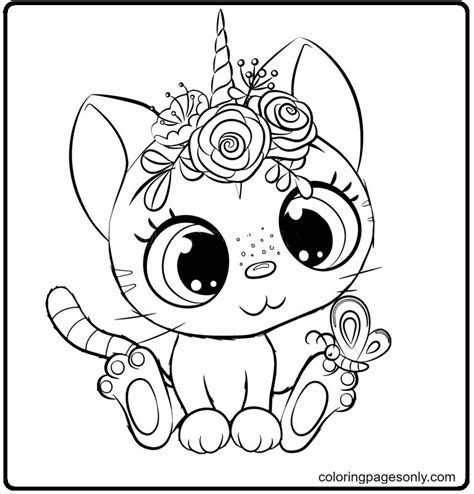 unicorn cat  butterfly coloring pages unicorn cat coloring pages