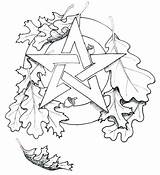 Coloring Pages Pagan Wiccan Pentagram Adult Drawing Adults Yule Pentacle Printable Tattoo Celtic Witch Winter Solstice Oak Color Sheets Leaf sketch template