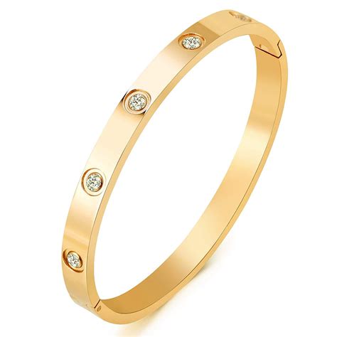mvcoledy mvcoledy jewelry   gold bangle bracelet cz stone hinged stainless steel