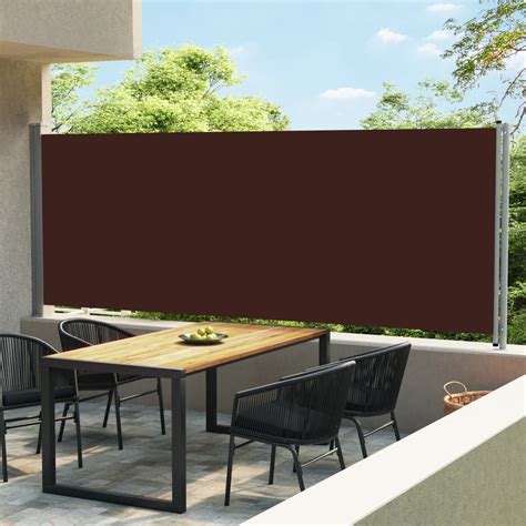 patio retractable side awning  cm brown