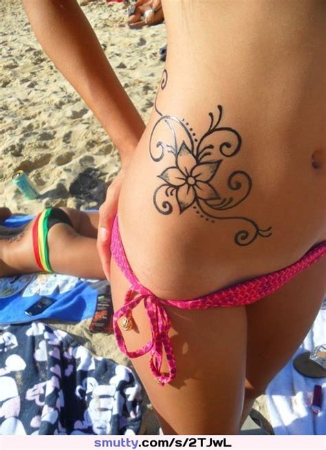 tattoo teen bikini beach tanline mound ass