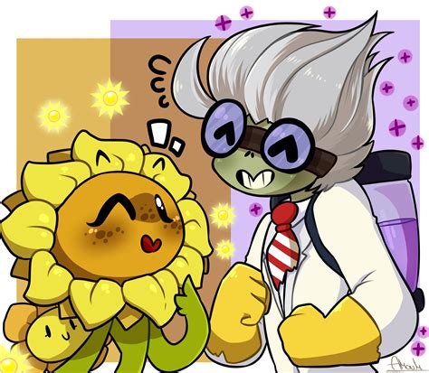 sunflower and scientist by amonoverlord22 on deviantart plants vs