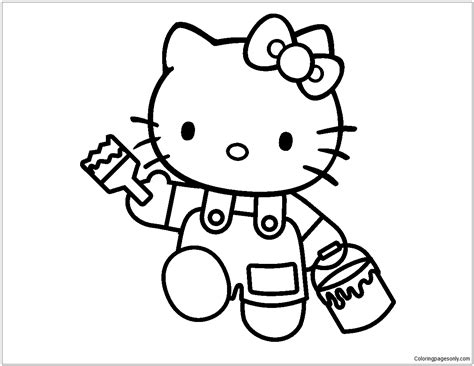 kitty painter coloring pages cartoons coloring pages coloring