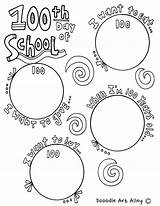 School 100th Coloring Celebration Kids Pages Doodles Classroom sketch template