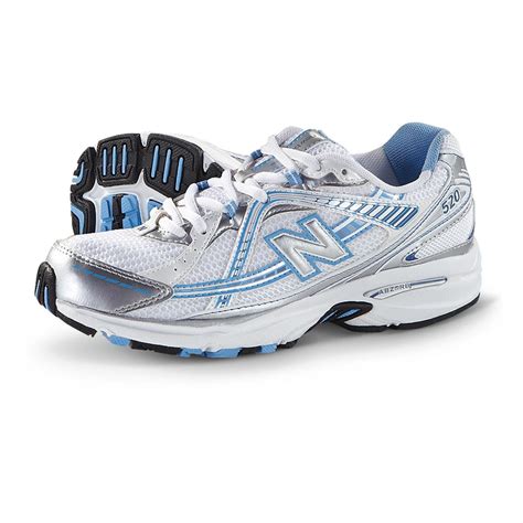 Womens New Balance® 520 Cross Trainers Silver White Blue 235675