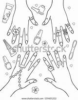 Manicure Coloring Book Fashion Vector sketch template