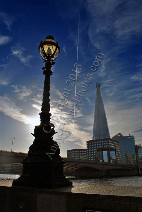 The Shard Lamp Post And The River Thames London England