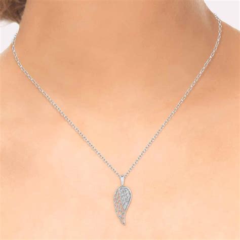 ashi sterling silver angel wings diamond pendant necklace jeweler s