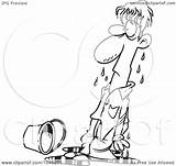 Soaked Cartoon Outline Guy Toonaday Illustration Royalty Rf Clip Clipart 2021 sketch template