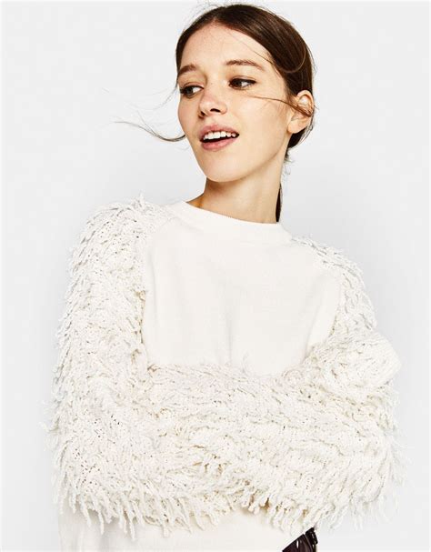 bershka sweater  fringed sleeves