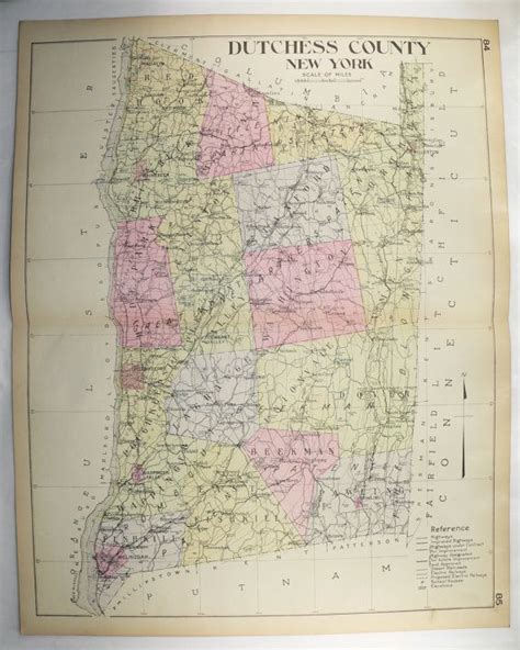 1912 Large Vintage Map Dutchess County Ny Map New York Etsy Ny Map